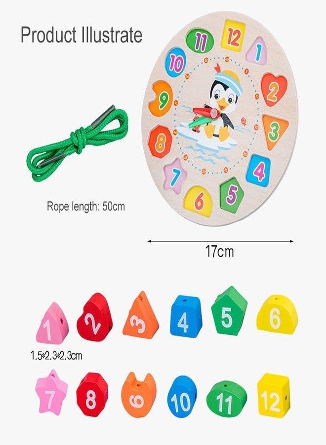 ZDQTRA Wooden Shape Sorting Clock Toy for Kids,Montessori Time Learning Puzzle Educational Colorful Number Blocks,Fine Motor & Logical Thinking Skills(1pcs/Multi Color) - Image 2